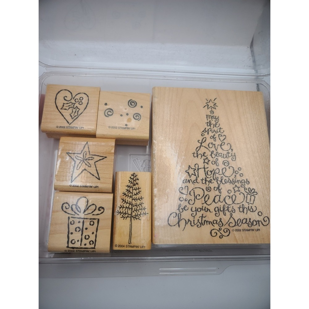 Stampin Up Wood Rubber Stamps Holiday Wishes Christmas Cards Clean Unused